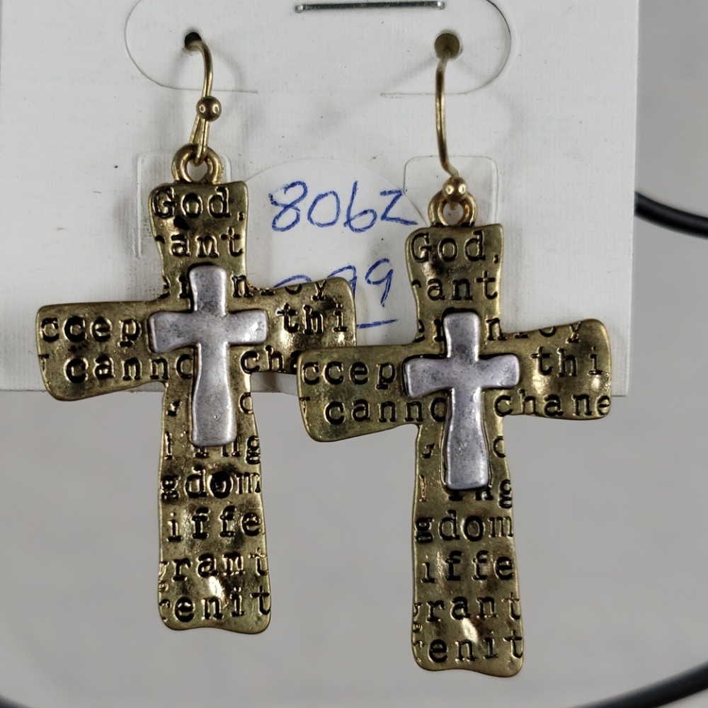 Dangle cross earrings.    E13